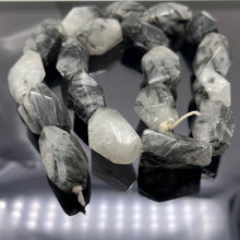 Load image into Gallery viewer, Rutilated Quartz Faceted Beads | 21x13x19 to 25x13x15 | White Black | 3 Beads
