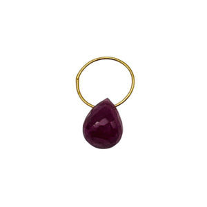 Natural Untreated Red Ruby 18K Briolette Bead Pendant | .91cts (TCW) | 5.5x4mm|