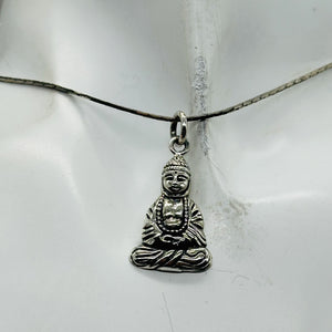 Buddha Sterling Silver Pendant | 1 1/4" Long | Silver | 1 Pendant |