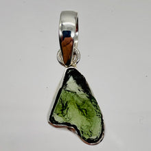 Load image into Gallery viewer, Moldavite 10.91ct Sterling Silver Free-form Pendant | 1&quot; Long | Green |
