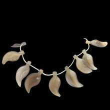 Load image into Gallery viewer, Carved Translucent Grey Agate Leaf Briolette Bead 8&quot; Strand | 8 Beads | 9418HS
