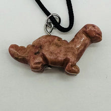 Load image into Gallery viewer, Rhodonite Diplodocus Dinosaur Pendant | 3/4&#39; Long | Pink. Black | 1 Pendant |
