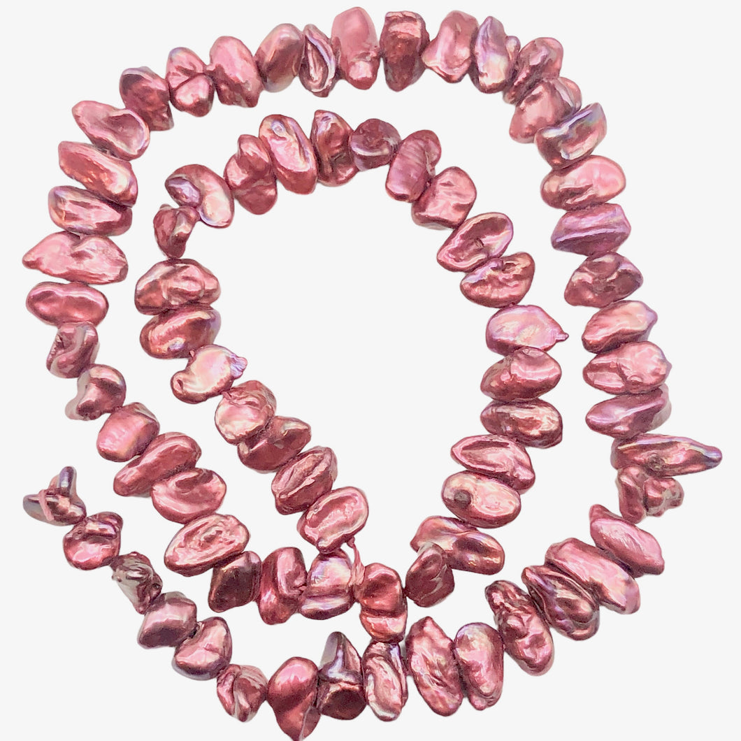 Coppery Warm Raspberry Keishi Pearl Strand 108088