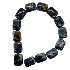 Pietersite Rectangle Bead Half-Strand | 15x10x4mm | Deep Blue Black | 14 Beads |