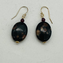 Load image into Gallery viewer, Natural Poppy Ocean Jasper 14K Gold Filled Earrings | Pink, Black | 1 1/2&quot; Long|
