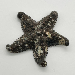 1 Hand Carved Mica Quartz Starfish Bead | 59x54x11mm | Red White and Grey