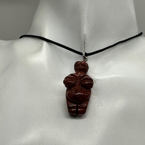 Brecciated Jasper Stone Goddess Pendant Necklace | 3/4' Long | Red | 1 Pendant |