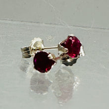 Load image into Gallery viewer, Created Ruby 925 Sterling Silver 4mm Stud Earrings July Birthstone USA
