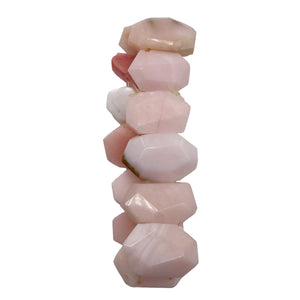 Pink Peruvian Opal Non Stretch 6" Bracelet | 190cts | 25x16x6 - 24x14x4mm |