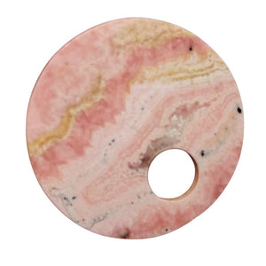 1 Natural Lacy Pink Rhodochrosite 50mm Pi Circle Pendant