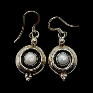 Fresh Water Pearl Sterling Silver Earrings | 1 1/4" Long | White | 1 Pair |