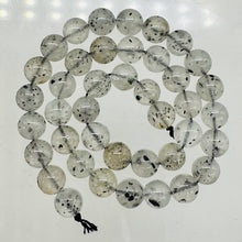 Load image into Gallery viewer, Tourmalinated Quartz Round Bead Parcel | 3&quot; Long | Clear, Black | 8 Beads |
