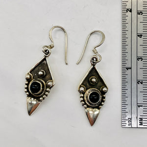 Stellar! Black Onyx Sterling Silver Drop/Dangle Earrings | 1 1/2" Long |
