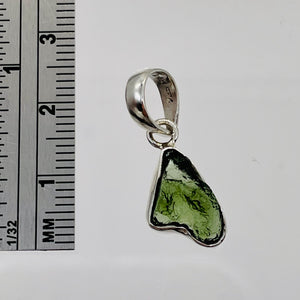 Moldavite 10.91ct Sterling Silver Free-form Pendant | 1" Long | Green |