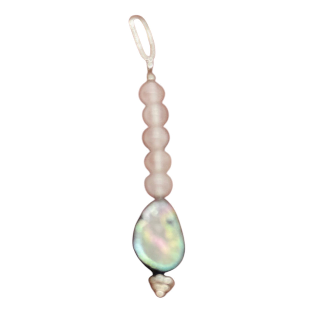 Pearl and Rose Quartz Sterling Silver Drop Pendant | 1 1/2