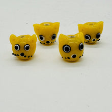Load image into Gallery viewer, Kitty Cat Ceramic Round Beads | 15mm | Butterscotch Yellow | 4 Beads |

