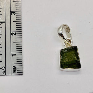 Moldavite 9.45ct Sterling Silver Square Pendant | 3/4" Long | Green | 1 Pendant|