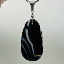 Load image into Gallery viewer, Stunning Black and White Sardonyx Sterling Silver Pendant | 3 1/4&quot; Long |
