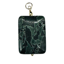 Load image into Gallery viewer, Tsunami Stone 14K Gold Filled Rectangle Pendant | 35x25x7.5mm | Green White | 1
