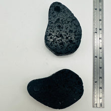 Load image into Gallery viewer, Lava Stone Carved Teardrop Pendant Beads | 48x34x7mm | Black | 2 Beads |
