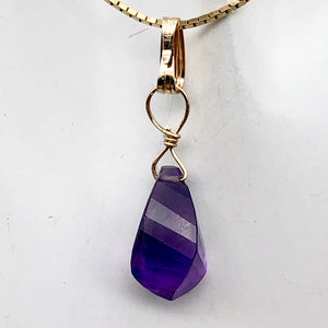 AAA Amethyst Faceted Twist Briolette Pendant | 12.5x8mm, 1" Long | Purple