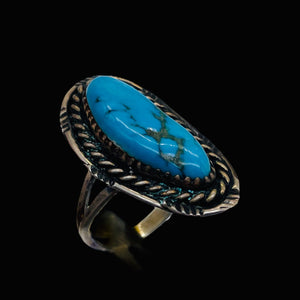 Turquoise Sterling Silver Freeform Ring | 6.75 | Blue Antiqued Silver | 1 Ring |