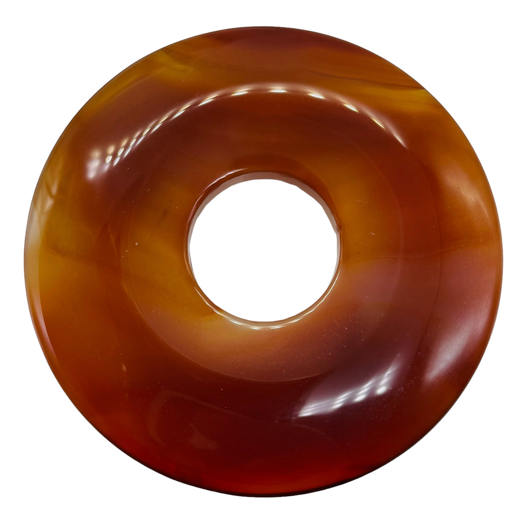 Carnelian Pi Circle Pendant Bead | 70mm | Orange | 2 7/8