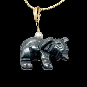 Wild Hematite Elephant 14Kgf Pendant | 21x16x8mm | Black | 1 5/8" long |