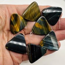 Load image into Gallery viewer, Tiger Eye Triangle Half-Strand Beads |30x7mm | Bronze, Blue, Black | 7 beads |
