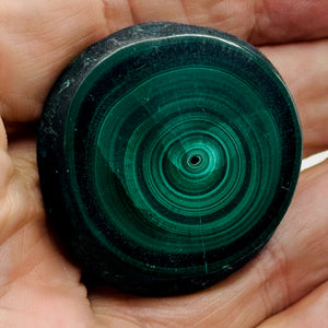 Malachite 31g Polished Round Stalactite Slice | 41x41x7mm | Green | 1 Specimen |
