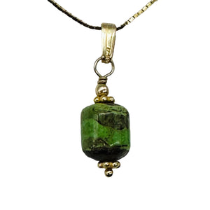 Gaspeite AAA 14K Gold Filled Pendant | 3/4" Long | Green, Brown |