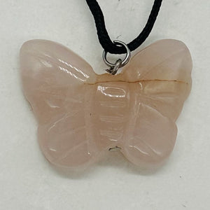 Rose Quartz Stone Butterfly Pendant | 1" Long | Pink | 1 Pendant Necklace |