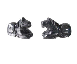 Trusty 2 Carved Hematite Horse Pony Beads