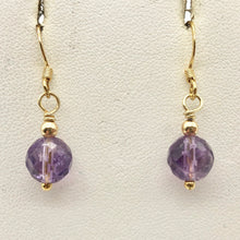Load image into Gallery viewer, Royal Natural Amethyst 22K Gold Over Solid Sterling Earrings 310453C
