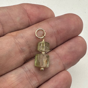 Natural Watermelon Tourmaline 14K Gold Filled Pendant | Green, Clear, Pale Pink|