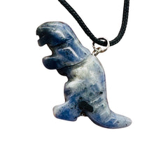 Load image into Gallery viewer, Sodalite Tyrannosaurus Rex Dinosaur Pendant Necklace | 3/4&#39; Long | Blue, White |
