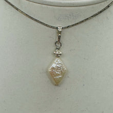 Load image into Gallery viewer, White Freshwater Pearl Pendant Sterling Silver Diamond Shape 14x10mm
