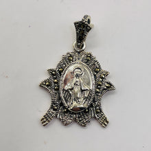 Load image into Gallery viewer, Marcasite Sterling Silver Virgin Mary Pendant | 1&quot; Long | 1 Pendant
