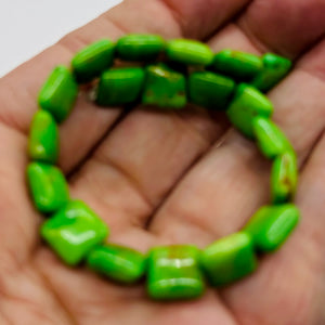 Turquoise AAA Square Bead Half Strand | 10x10x5mm| Green, Gold, Brown| 19 Beads|