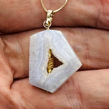 Load image into Gallery viewer, Chalcedony Druzy Designer Cut Sterling Silver Pendant | 1 1/2&quot; Long | Blue |
