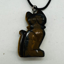 Load image into Gallery viewer, Tiger Eye Stone Kitty Cat Pendant Necklace | 1 1/2&quot; Long | Bronze |
