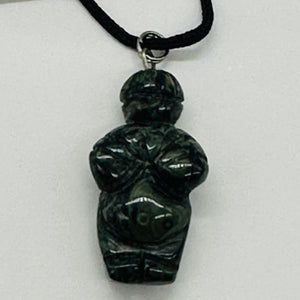 Kambaba Stone Goddess Pendant Necklace | 3/4' Long | Green, Black | 1 Pendant |