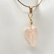 Load image into Gallery viewer, Rose Quartz Angel Pendant Necklace | Semi Precious Stone Jewelry | 14kgf Pendant
