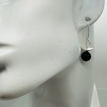 Load image into Gallery viewer, Black Stone - Africa Round Bead and Sterling Silver Earrings| Black Matte|
