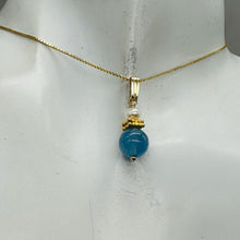 Load image into Gallery viewer, Aquamarine and Pearl Sweetheart Pendant 14K Yellow Gold Filled| 1" Long | Blue |
