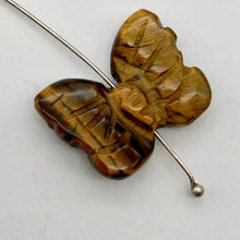 Load image into Gallery viewer, Flutter Hand Carved Tigereye Butterfly Animal Beads | 21x18x5mm | Golden Brown
