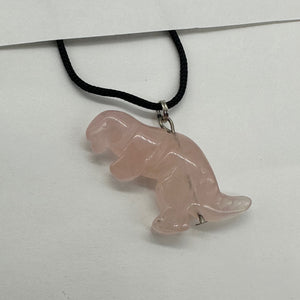 Rose QuartzTyrannosaurus Rex Dinosaur Pendant Necklace | 3/4' Long | Pink |