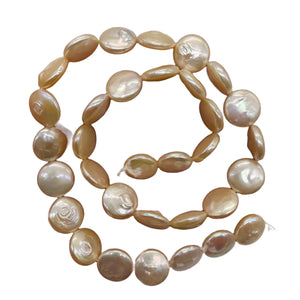 Natural Perfect Peach FW Coin Pearl Strand 104765