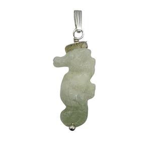 Serpentine Seahorse Sterling Silver Pendant | Green | 1 1/4" Long | 1 Pendant |