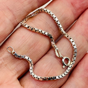 Italian Sterling Silver Large Box Chain Bracelet/Anklet | 2mm | 8" | 1 Bracelet|